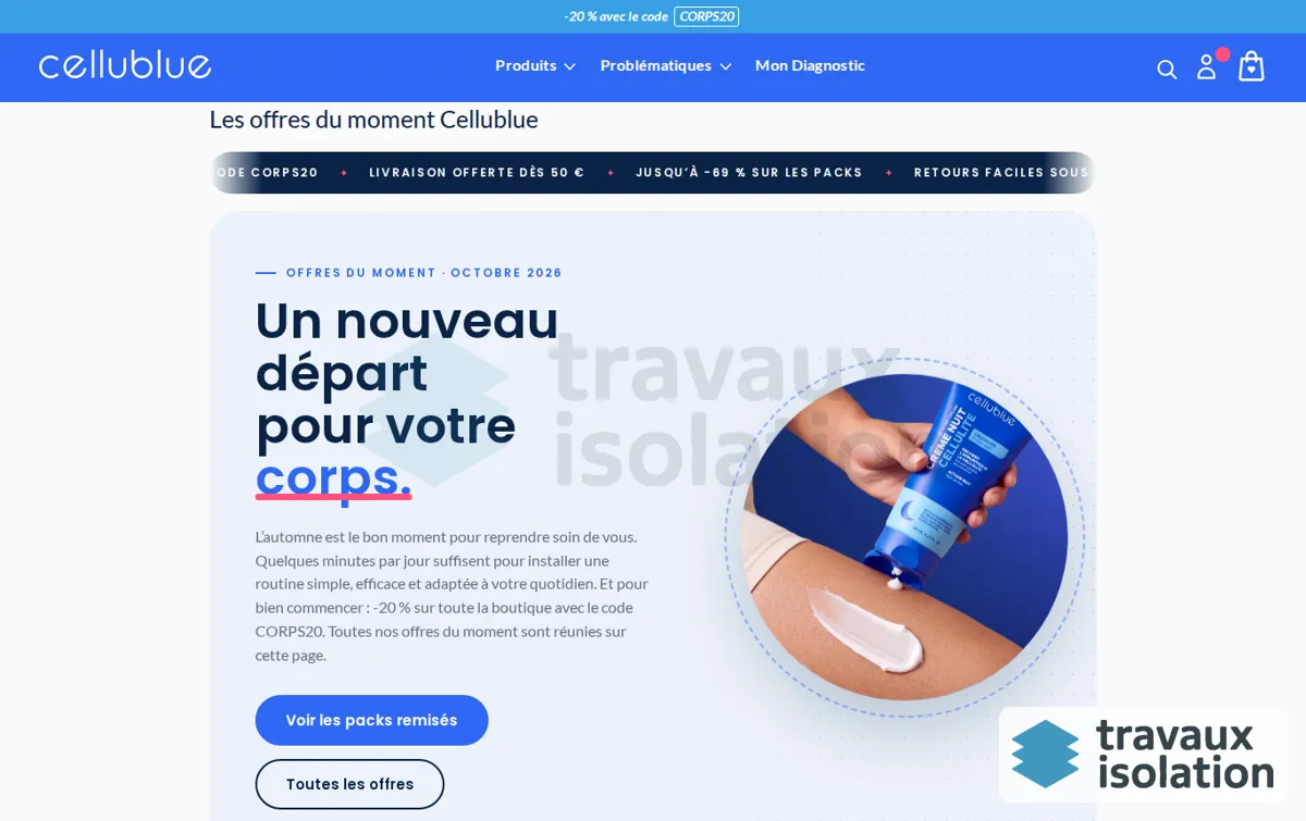 Capture : Offres du moment Cellublue en septembre 2026